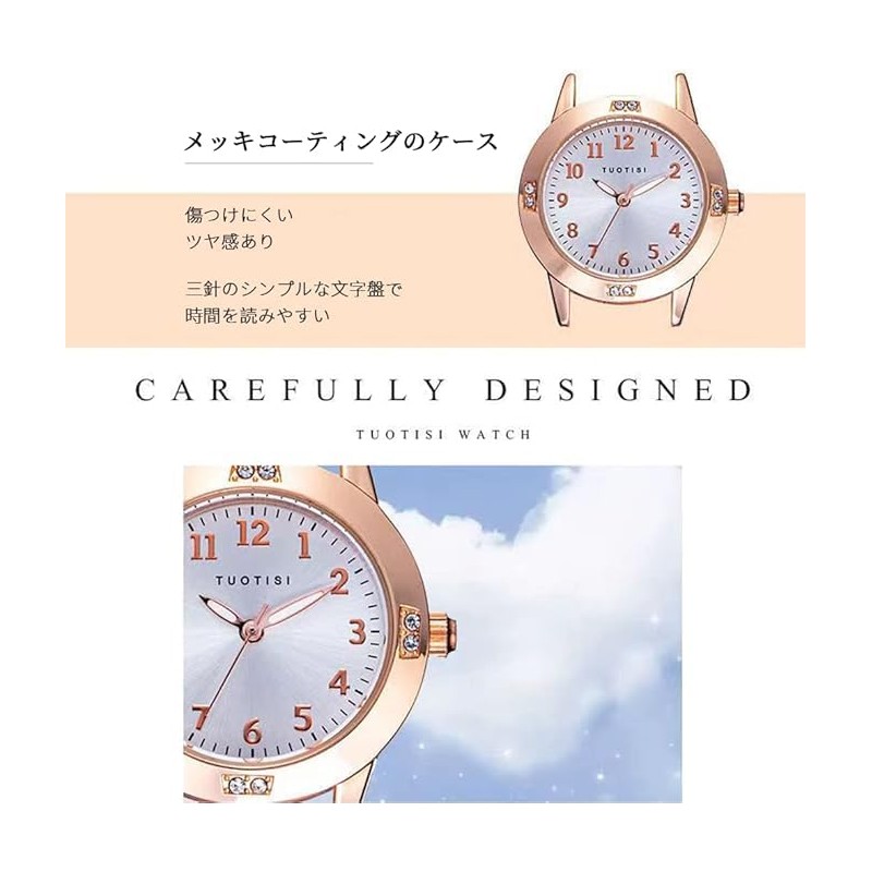 Girls Quartz Cute Casual Watch with Round Face, Diameter 28mm