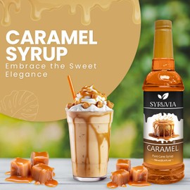 Syruvia 4 Pack Caramel Syrup for Coffee – Rich Caramel Coffee Syrup Flavor, 25.4 fl oz, Kosher, Gluten Free, Ideal for Caramel-Infused Coffee & Drinks, Desserts, and More, No Coloring,