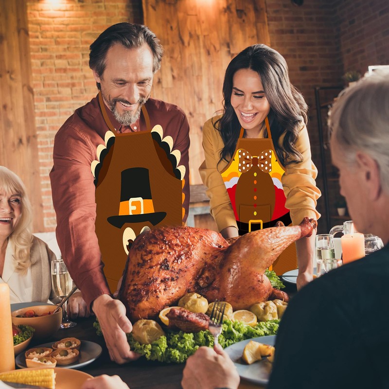 Tkifoda Happy Thanksgiving Aprons with Pockets, Waterproof Fall Aprons for