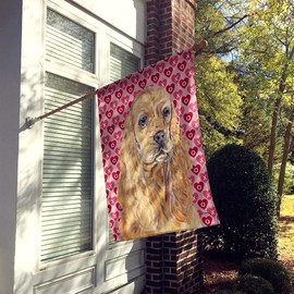 Caroline's Treasures SC9556CHF Buff Cocker Spaniel Hearts and Love House Flag Large Porch Sleeve Pole Decorative Outside Yard Banner Artwork Wall Hanging, Polyester, House Size, Multicolor