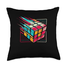 The Melting Cube - Competitive Speed Cubing Merch Vintage Puzzle Cube Geometric Speedcuber 1980's Cool Math Throw Pillow, 18x18, Multicolor