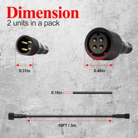 YiLaie 2 Pack 10FT 4 Pin Extension Cable for Rock Lights, LED RGB Rock Light Kits Wheel Well Lights Extension Wire 30cm, 2 Years Warranty