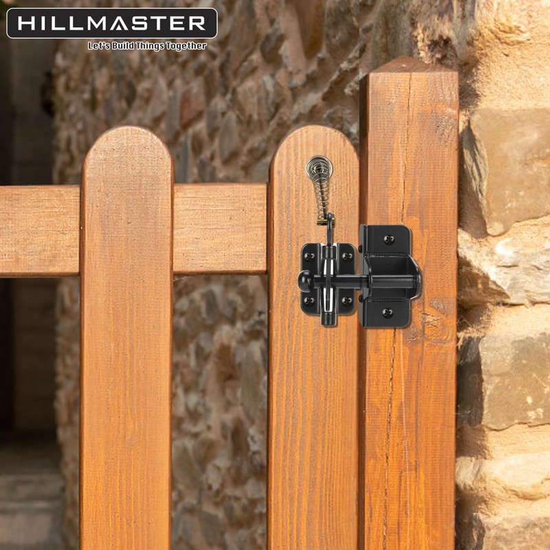 HILLMASTER Self Locking Gate Latch for Wooden Fence with Steel