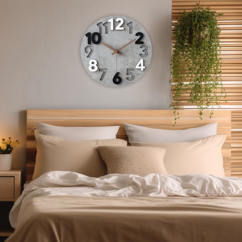 Stellarize Wanduhr Groß Ohne Tickgeräusche Modern Holz 3D Küchenuhr für