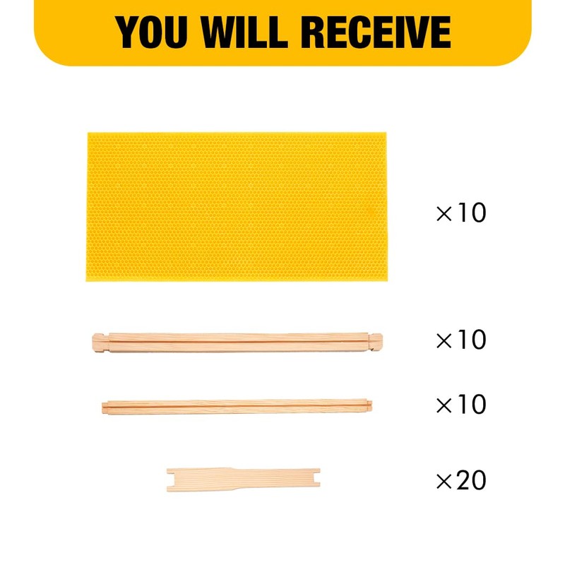 Honey Lake Deep Beehive Frames and Foundations Kit, 10 Pack