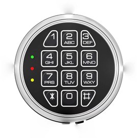 Circular Safe Electronic Lock Safety Lock Replacement electromagnetic Solenoi Lock, 2 Override Keys Chrome Numeric Keyboard DIY Safety Electronic Lock, Reset Cable, Circuit Board Lock