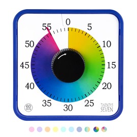 Visual Timer 7.5 inch; 60 Minute 1 Hour Countdown Timer for Kids Classroom Teaching Tool Home Office Meeting, Mechanical Countdown Clock for Exam Time Management Magnetic, Navy Blue with Colorful Disc