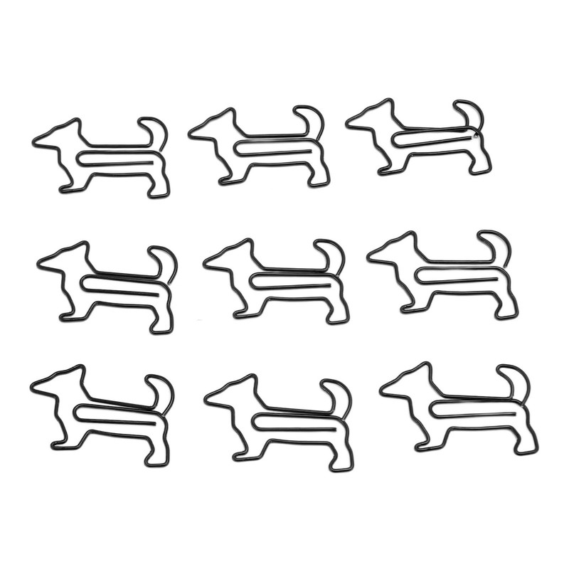 100pcs Dog Shape Paper Clips Creatively Cute Plated Metal Bookmark