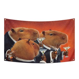 Capybara Club Funny Man Cave Wall Flag with 4 Brass Grommets 3x5 Feet for College Dorm Room Outdoor Bedroom Parties Filming Events Festivals (cap)