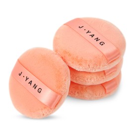 J.YANG 3" Color Powder Puff Washable Large Body Powder Puff Velour Body Powder Puff Soft & Furry 6PCS (Orange)