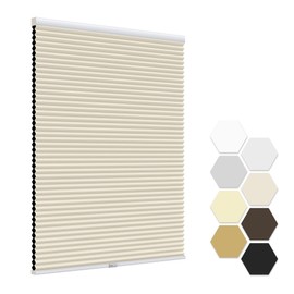 LazBlinds No Tools No Drill Cordless Cellular Shades, Blackout Honeycomb Shades Room Darkening Pleated Blinds for Window Size 55" W x 72" H, Cream