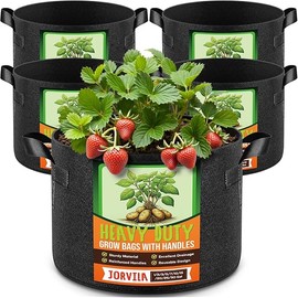 5 Pack 5 Gallon Thickened Grow Bags, Aeration Nonwoven Fabric Plant Pots with Durable Handles, Heavy Duty 300G Planter Pot for Tomato, Potato and Vegetable