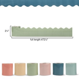 236 Feet Bulletin Board Borders Bohemian Style Colorful Scalloped Border Sticker Roll for Classroom, Office and Home, Chalkboard Posters, Decorations (6 Pcs)