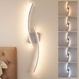 Sovinzert Hardwired 3000~6000K Modern Wall Sconce, 31.5IN Silver LED Wall Light Fixtures Brushed Nickel Wall Lights for Bedroom, Living Room, Hallway and Bedside Wall Lamp