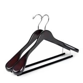 Luxury Wide Shoulder Wooden Hangers 2 Pack, with Velvet Bar, Smooth Mahogany Finish Wood Suit Hanger Coat Hanger for Closet, Holds Upto 20lbs, 360° Swivel Hook, for Jacket, Dress Heavy Clothes Hangers