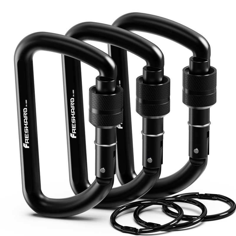 3 inch Locking Carabiner Clips-Screw-gate Lock Carabiner, Heavy Duty Keychain
