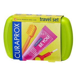 Curaprox Travel Kit - CS 5460 Toothbrush with 'Be You' Toothpaste | 2 CPS Prime Interdental Brushes 07 and 09 | Dental Care Kit 9.5 cm x 6 cm |Green