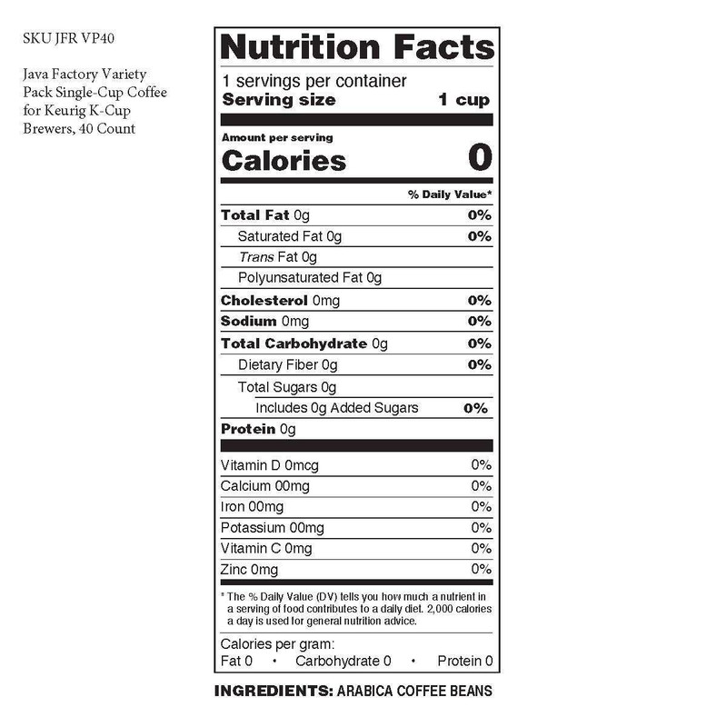 Java Factory Variety Pack Single-Cup Coffee for Keurig K-Cup Brewers,