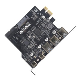 PCIe to USB 3.2 Gen 2 Card, 20Gbps 5 Port Expansion Card with 3 USB Type A, 2 USB Type C for, Linux, OS X