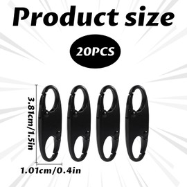 Anti Theft Zipper Locks for Backpacks 20pcs Zipper Clip Theft Deterrent Dual Opening S-Hook Zippers Pull Locks for Backpacks, Camping, Fishing, Traveling, Outdoor Sports (Black)