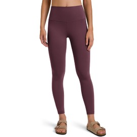 Colorfulkoala Women's Dreamlux High Waisted Workout Leggings 25" Inseam 7/8 Length Yoga Pants (S, Plum Red)