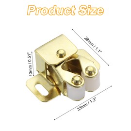 uxcell 8Pcs Cabinet Latch Double Roller Catch, Lock Stop Catch Clamp Cabinet Closer Magnetic Closure Hardware for Cabinet Kitchen Closet Door, Gold