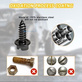 KHGUZ Anti Theft Car License Plate Screws Kit, Rustproof Stainless Steel Auto Tag Plate Mounting Hardware, Anti-Rattle M6 Front Rear Frame Holder Fasterner Nut, Universal for SUV, Truck (Black/Set C)