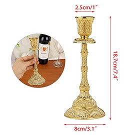 OwnMy Juego de 2 Portavelas Cónicos Vintage de Metal para Velas Pilares 7.4", Elegantes Portavelas de Latón Decorativos Juego de Candelabros para Centros de Mesa de Comedor Bodas Decoración del Hogar