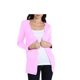 BODYWEAR LTD - Ladies Casual Long Sleeve Open Front Cardigans Lightweight Solid Color Women’s top Stylish Comfortable Versatile Fashionable (Babypink, 20-22)