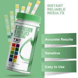 AAwipes Pool and Spa Test Strips 7 in 1 | 50 Pool Water Testing Kit for Pool, Hot tub | Accurate Test Bromine, Total Alkalinity, pH, Free Chlorine, Hardness, Cyanuric Acid, Total Chlorine (K01-50)