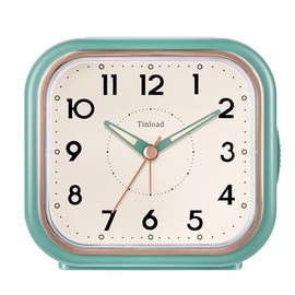 4.5" Vintage Retro Analog Alarm Clock, Super Silent Non Ticking Clock with Night Light, Snooze, Battery Operated, Simply Design, for Living Room, Bedroom, Bedside, Desk(Green)