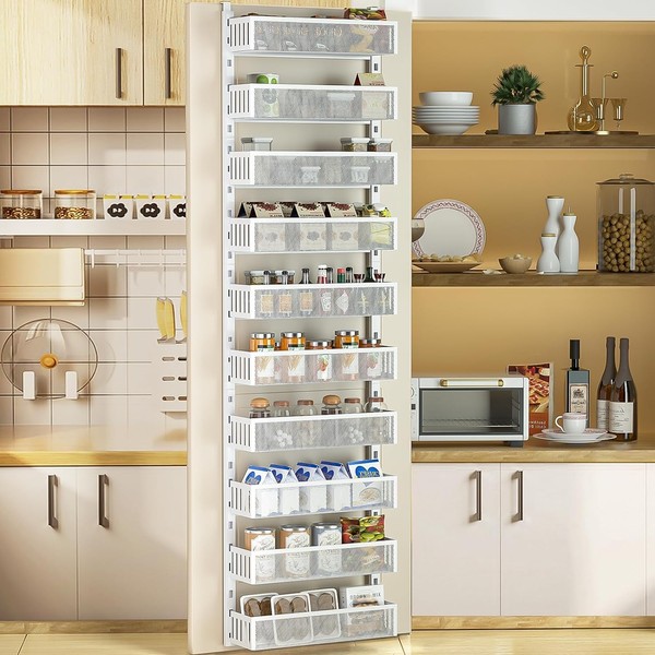 DAOTENGQL 10-tier Over The Door Pantry Organizer with Mesh Baskets,