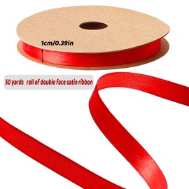 Zolunu Red Ribbon 3/8" X 25 Yards Red Satin Ribbon Single Face Polyester Fabric Ribbon for Gift Wrapping, Bow Making, Crafts, Wedding Decor, Birthday Party Decorations, DIY Hair Accessories