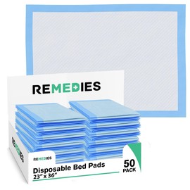 Remedies - Disposable Bed Pads 23" x 36" - 25 Count - Large Bed Pads for Incontinence - Seniors, Adults & Kids Chucks Pads - Adult Absorbent Incontinence Disposable Underpads for Beds & Furniture