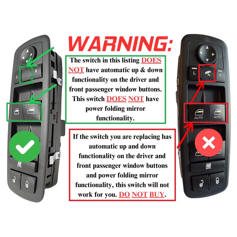 SWITCHDOCTOR Window Master Switch for 2008-2020 Dodge Grand Caravan and