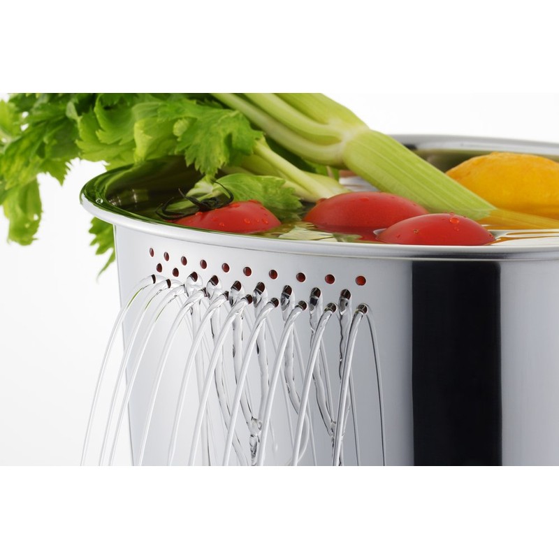 Yoshikawa SJ2500 Washtub, D-Shaped, Small, Perforated & Rubber Feet, Silver,