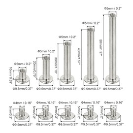 PATIKIL 80Sets Chicago Screws, M5 x 10/20/30/40/50mm Carbon Steel Chicago Screw Phillips Binding Post Screw Rivets for Leather Belt Scrapbook, Silver