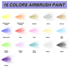 Airbrush Paint - 16 Colors with 2 Thinner, Ready to Spray, Water-Based, Acrylic Air Brush Paints for Metal, Plastic Models, Canvas, Wood - 18 Bottles