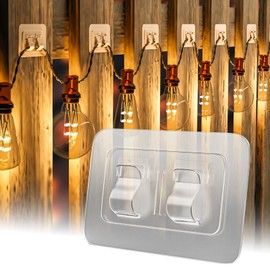 IFLOH Hooks for Outdoor String Lights Clips: 100Pcs Heavy Duty Cable Clips with Waterproof Adhesive Strips for Hanging Christmas Light - Outside UV-Resistant Clear Sticky Cord Holders Rope Organizer