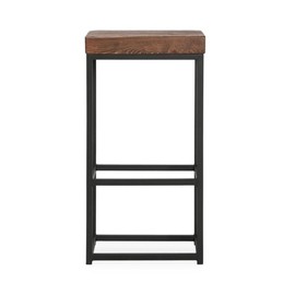 Kosas Home Reclaimed Pine & Iron Porter Barstool, Rustic Mahogany/Antiqued Bronze Iron