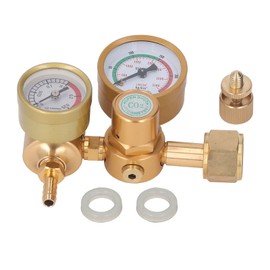 Welding Gas Gauge,Dual Pressure Welder Gas Regulator,Argon CO2 Regulator 0 to 4500PSI Brass TIG MIG Welding Regulator CGA580 15/16in Female Thread Inlet 1/4in Outlet Gauge