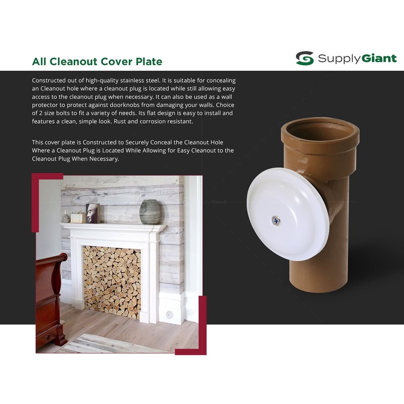 SUPPLY GIANT Bell Cleanout Cover, 7-1/4-Inch, Plastic, 7-1/4