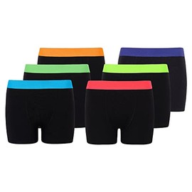 Kids Boys Boxer Shorts Pack of 6/12 Cotton Blend Black with Nofly Trunk Underwears 3-13 years (UK, Age, 5 Years, 6 Years, Regular, Black 6pk)