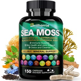 Irish sea moss capsules,organic sea moss supplement for energy and fatigue,seamoss black seed oil ashwagandha burdock root organic Mineral Complex for Gut health, skin, and joints - 150 Count