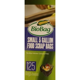 Biobag Food Waste Compostable Bags (3 Gallon), 125 Count