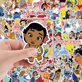100PCS Princess Stickers Pack for Kids – Waterproof Cute Cartoon & Movie Character Decals for Water Bottles, Laptops, Scrapbooking, School Rewards, Birthday Party Favors
