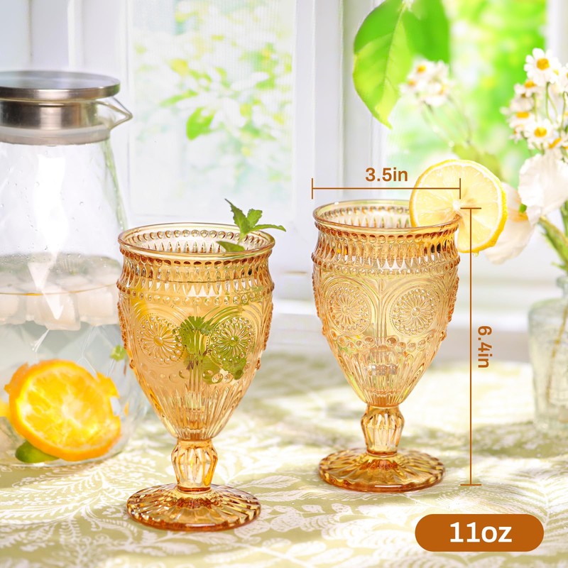 Darlion Wine Goblets, Goblet Glasses, Amber Goblets, Wine Glasses Set