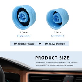 ZNDAW 2PCS Car A/C Valve Core Caps, Leakproof R134a Air Conditioning Repair System Charging Port Dust Cover, High & Low Side Pressure AC Valve Cap Replacement for Cars RVs Trucks