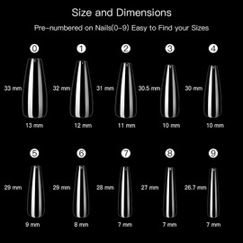 Makartt 500pcs Coffin Nail Tips Press on Nails Long Ballerina Nails Clear Full Cover Acrylic Nails False Nail Tips 10 Sizes