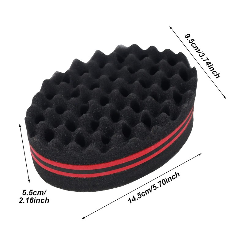REBECASKYENS 2-Pack Curling Sponges (14.5*9.5*5cm), Black, Wavy Sponge for Curly,